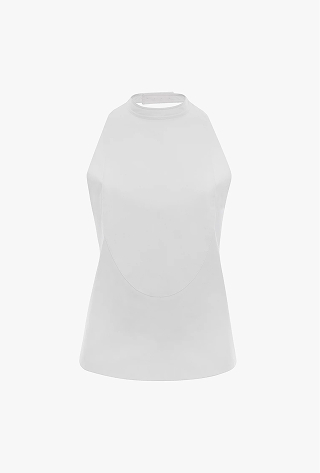 Backless Bib Top In White