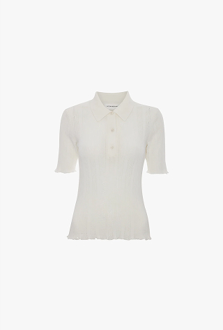 Frill Polo top In White