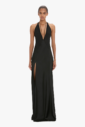 Panelled Cami Gown In Black