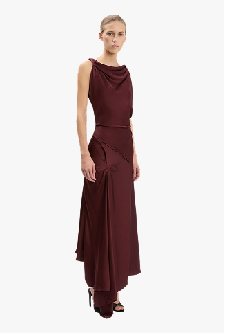 Posy Midi Dress in Burgundy