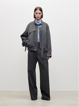 Scarf Bomber Jacket In Dark Grey