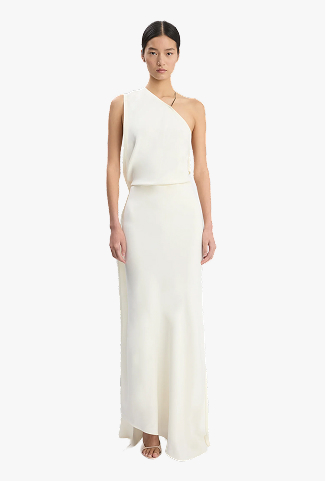 One-Shoulder Chain Detail Dress In Ivory