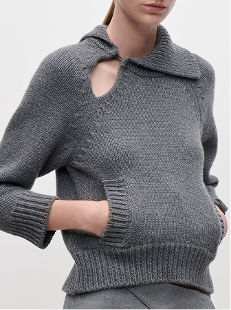 Asymmetric Collar Jumper In Dark Grey