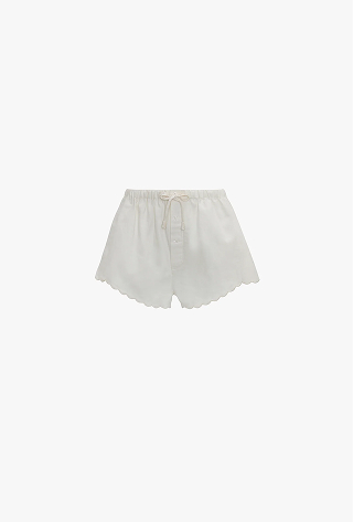 Embroidered Mini Short In White
