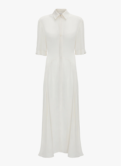 Panelled Midi Dress in White