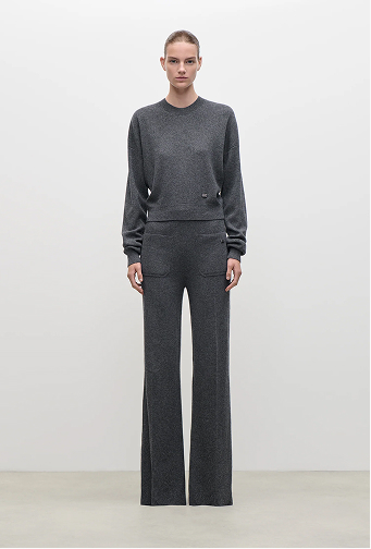 Alina Knitted Trouser In Dark Grey