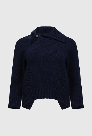 Asymmetric Collar Jumper In Navy