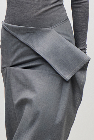 Draped Tailored Skirt In Light Grey Melange
