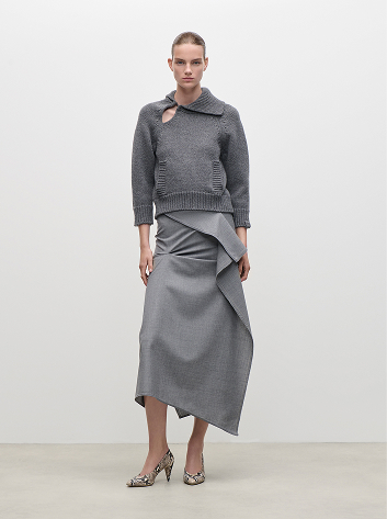Asymmetric Collar Jumper In Dark Grey