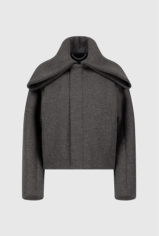 Folded Collar Bomber Jacket In Grey