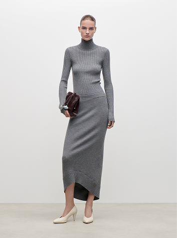 Fitted Skirt In Grey Melange