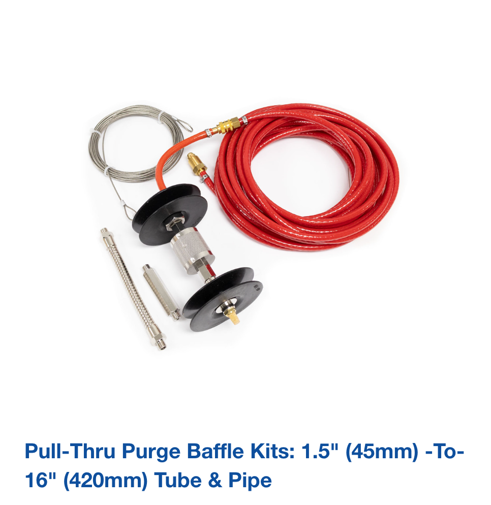 Pull-Thru Purge Baffle Kits: 1.5" (45mm) -to- 16" (420mm) Tube & Pipe