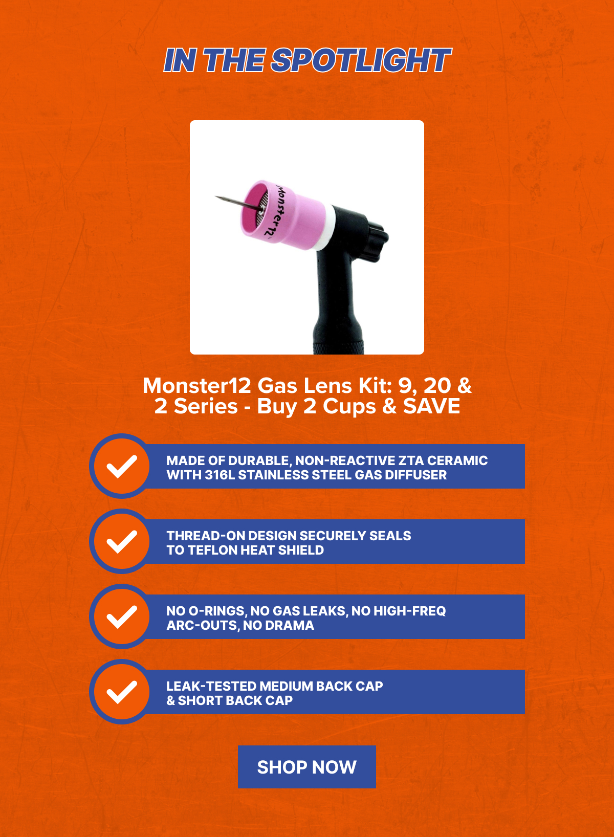 Monster12 Gas Lens Kit: 9, 20 & 2 Series - Buy 2 Cups & SAVE