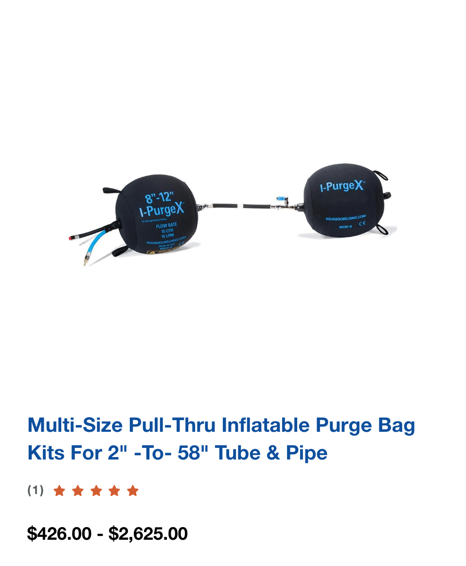 Multi-Size Pull-Thru Inflatable Purge Bag Kits For 2" -to- 58" Tube & Pipe
