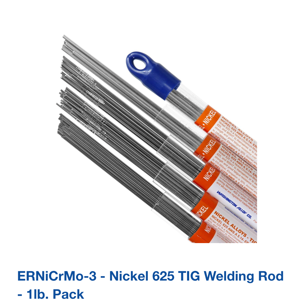 ERNiCrMo-3 - Nickel 625 TIG Welding Rod - 1lb. Pack