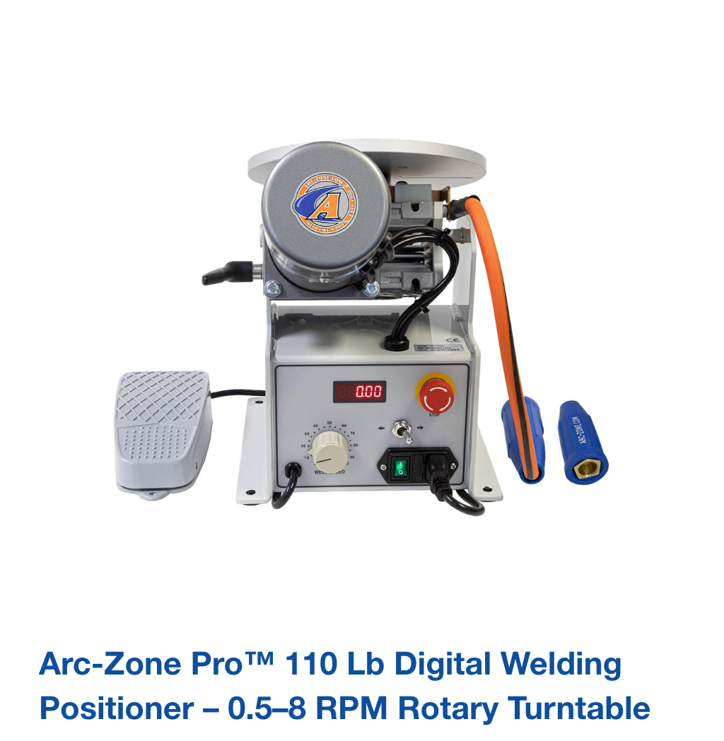 Arc-Zone Pro™ 110 lb Digital Welding Positioner – 0.5–8 RPM Rotary Turntable