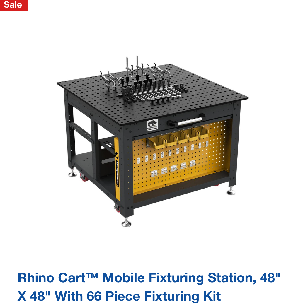 Rhino Cart™ Mobile Fixturing Station, 48" x 48" with 66 Piece Fixturing Kit