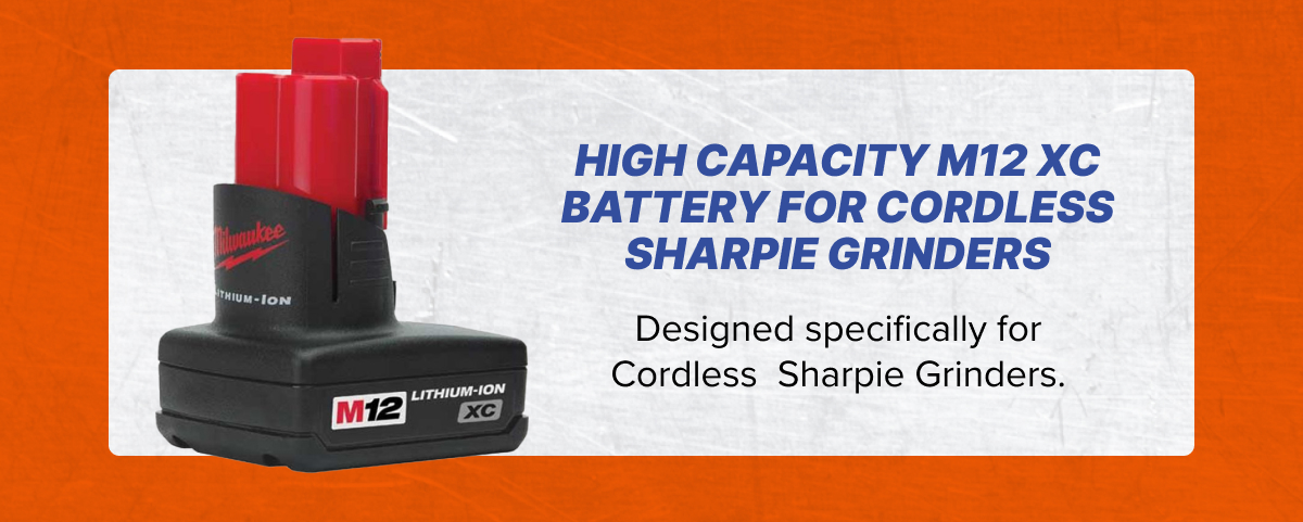 High Capacity M12 XC Battery for Cordless Sharpie Grinders