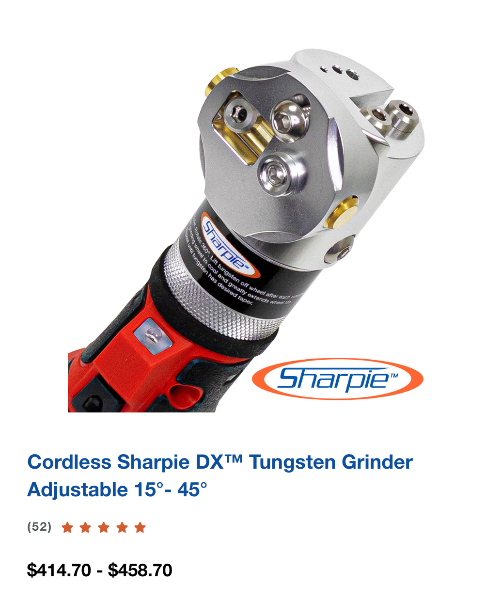Cordless Sharpie DX™ Tungsten Grinder Adjustable 15°- 45°