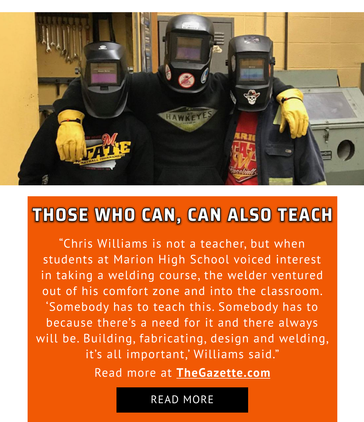A local welder stepped up when Marion High students asked for a welding class