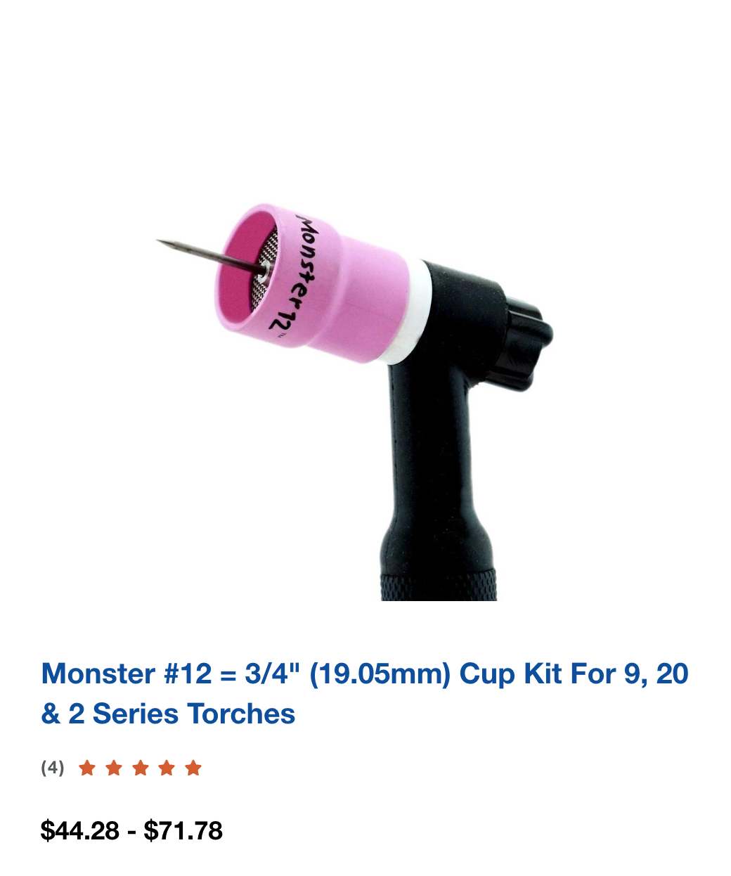 Monster #12 = 3/4" (19.05mm) Cup Kit for 9, 20 & 2 Series Torches
