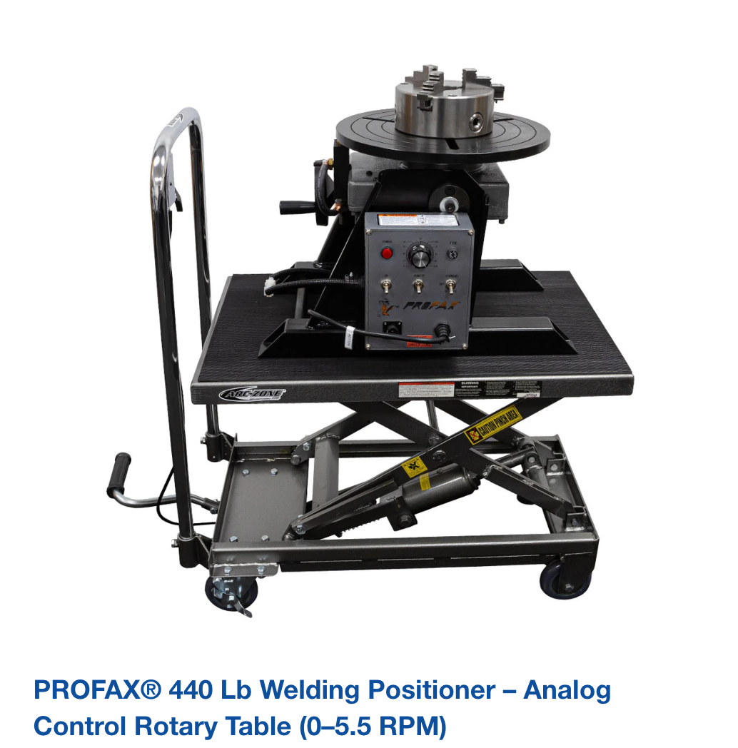 PROFAX® 440 lb Welding Positioner – Analog Control Rotary Table (0–5.5 RPM)