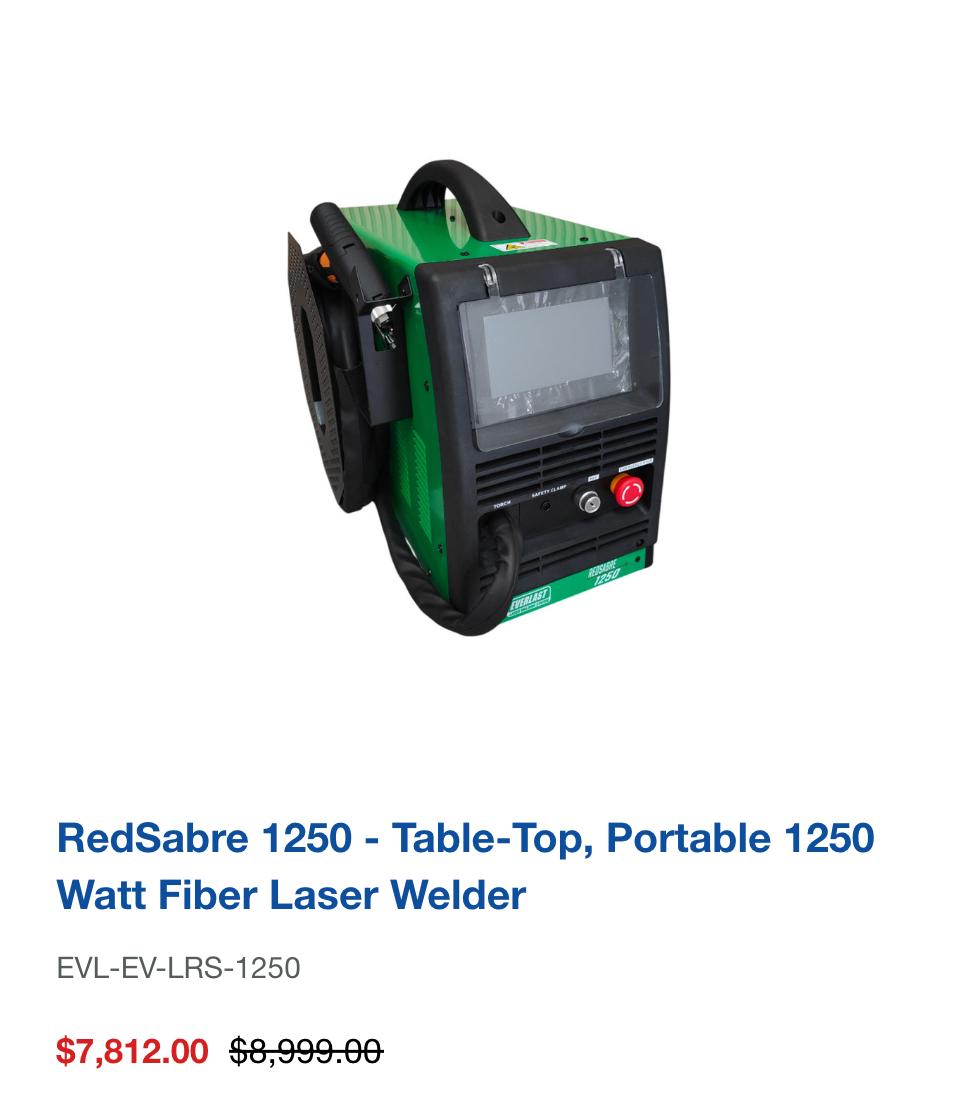 RedSabre 1250 - Table-Top, Portable 1250 Watt Fiber Laser Welder