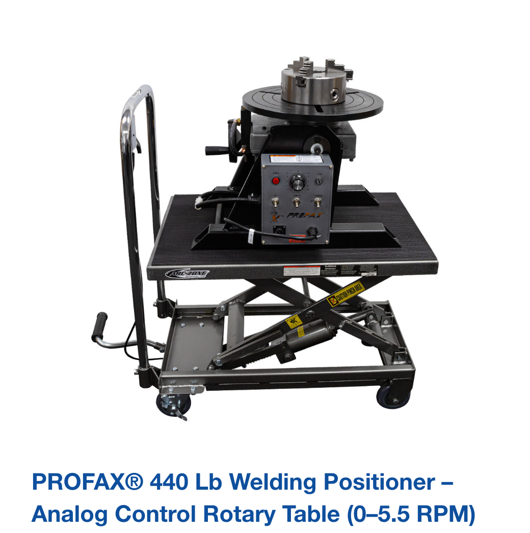 PROFAX® 440 lb Welding Positioner – Analog Control Rotary Table (0–5.5 RPM)