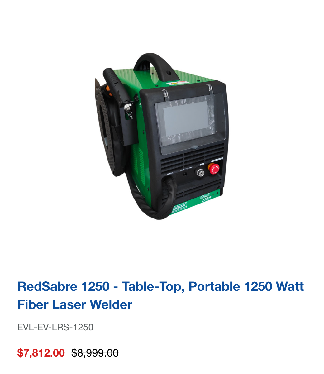 RedSabre 1250 - Table-Top, Portable 1250 Watt Fiber Laser Welder