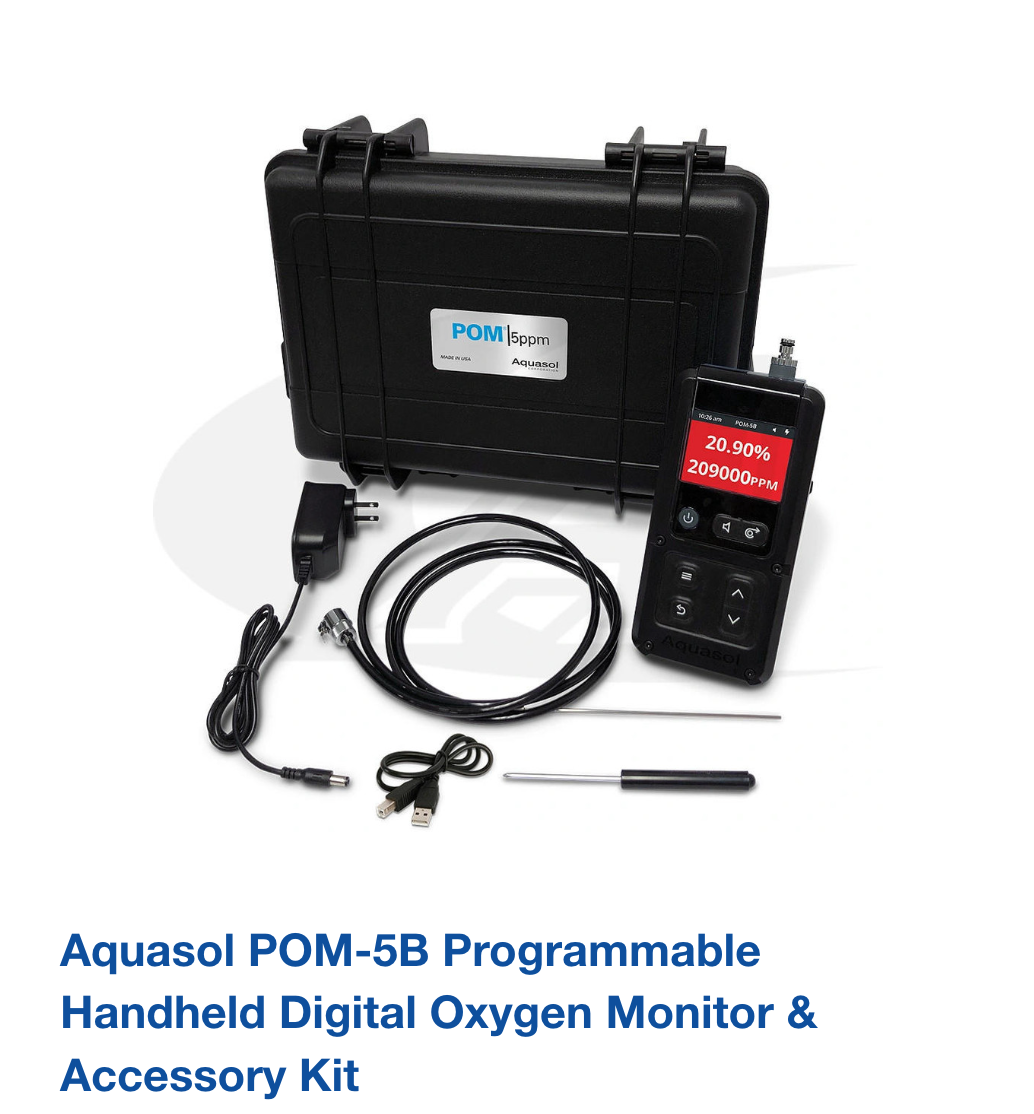 Aquasol POM-5B Programmable Handheld Digital Oxygen Monitor & Accessory Kit