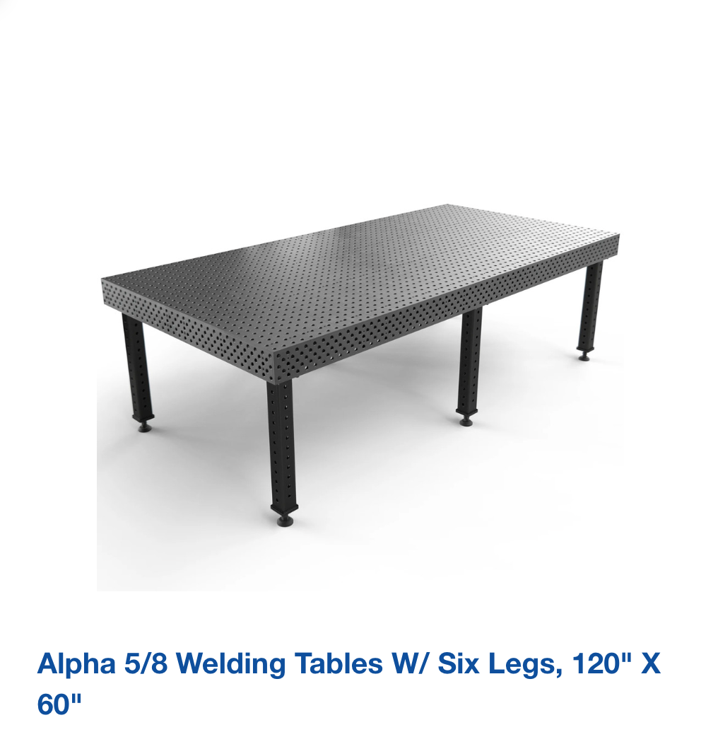 Alpha 5/8 Welding Tables w/ Six Legs, 120" x 60"