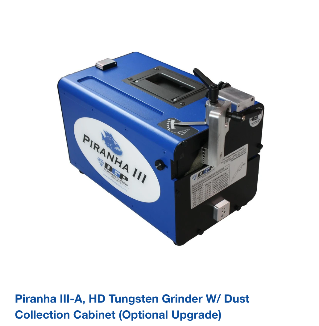 Piranha III-A, HD Tungsten Grinder w/ Dust Collection Cabinet (Optional Upgrade)