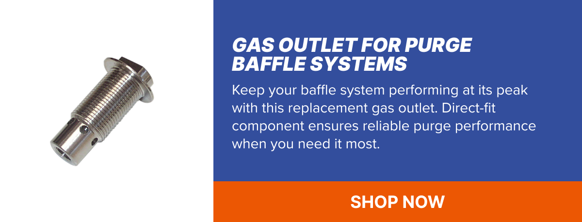 Gas Outlet For Purge Baffle Systems