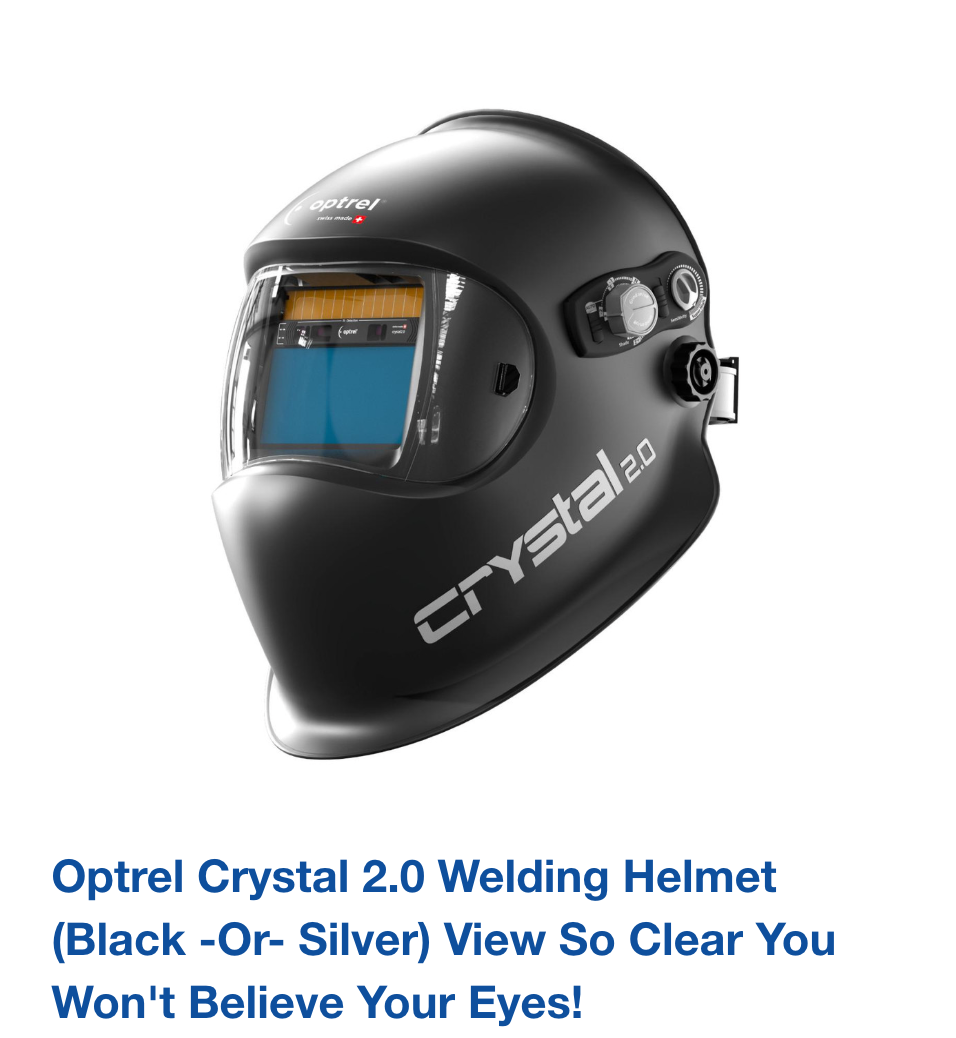 Optrel Crystal 2.0 Welding Helmet (Black -or- Silver) View So Clear You Won't Believe Your Eyes!