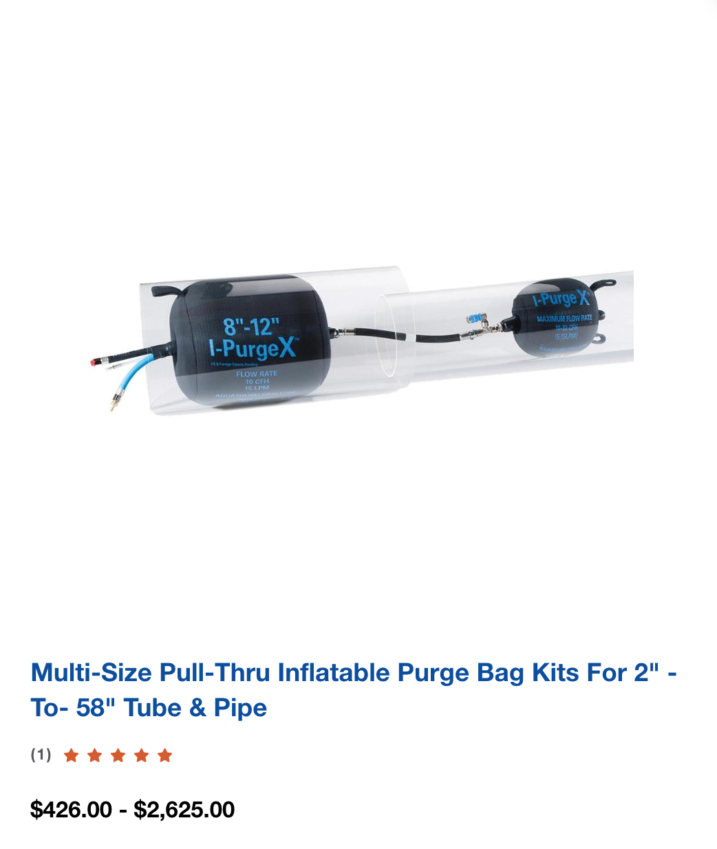 Multi-Size Pull-Thru Inflatable Purge Bag Kits For 2" -to- 58" Tube & Pipe