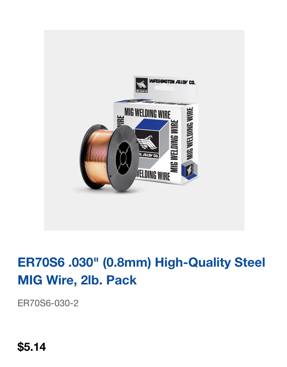 ER70S6 .030" (0.8mm) High-Quality Steel MIG Wire, 2lb. Pack