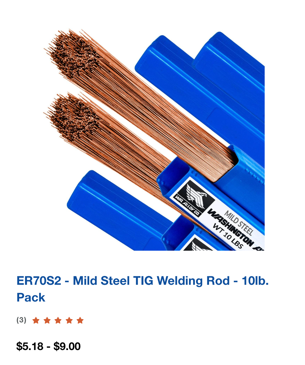 ER70S2 - Mild Steel TIG Welding Rod - 10lb. Pack