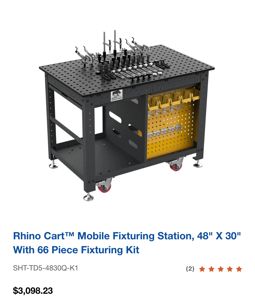 Rhino Cart™ Mobile Fixturing Station, 48" x 30" with 66 Piece Fixturing Kit