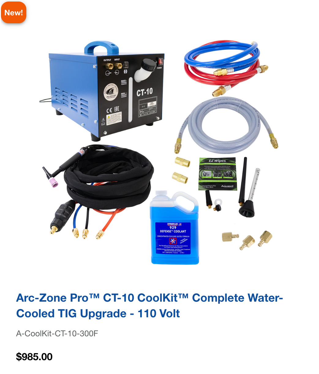 Arc-Zone Pro™ CT-10 CoolKit™ Complete Water-Cooled TIG Upgrade - 110 Volt
