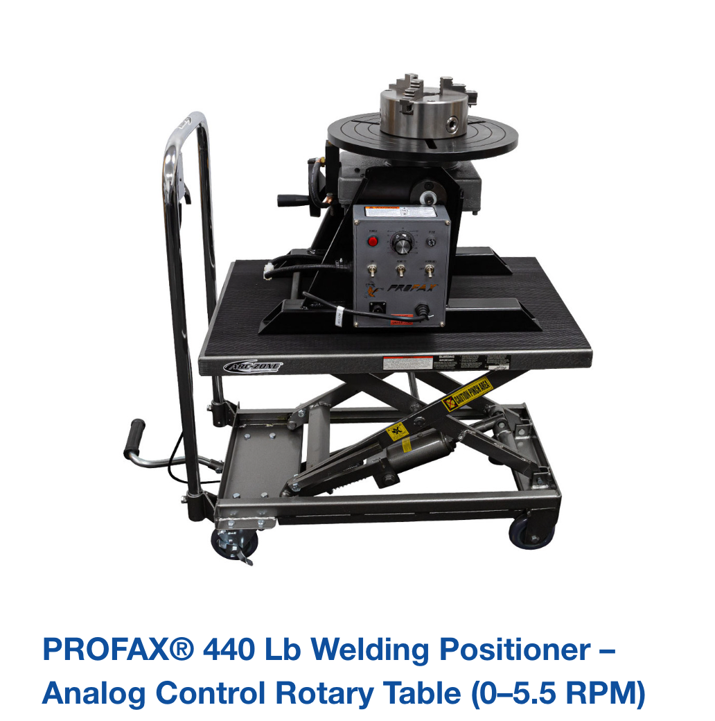 PROFAX® 440 lb Welding Positioner – Analog Control Rotary Table (0–5.5 RPM)
