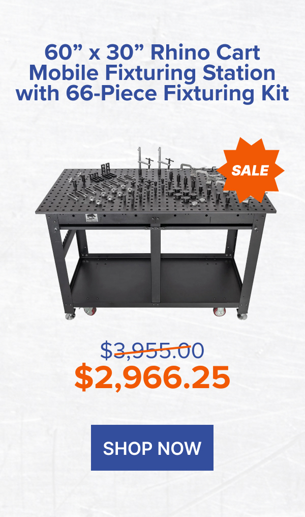 60” x 30” Rhino Cart Mobile Fixturing Station with 66-Piece Fixturing Kit