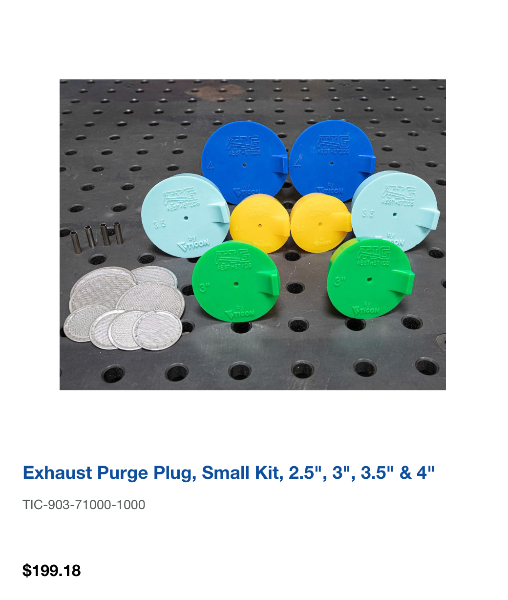 Exhaust Purge Plug, Small Kit, 2.5", 3", 3.5" & 4"