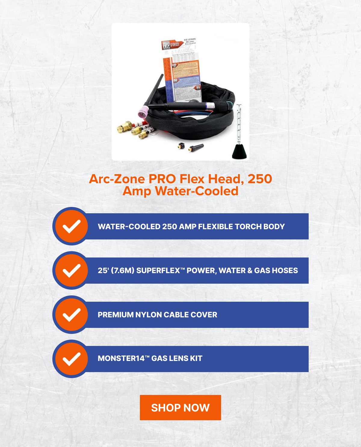 Arc-Zone PRO Flex Head, 250 Amp Water-Cooled