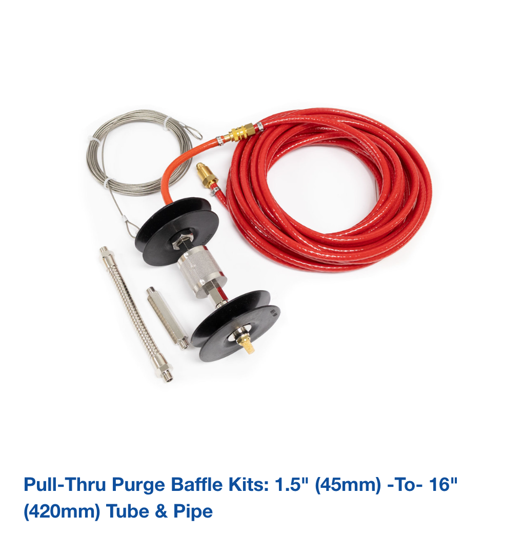 Pull-Thru Purge Baffle Kits: 1.5" (45mm) -to- 16" (420mm) Tube & Pipe