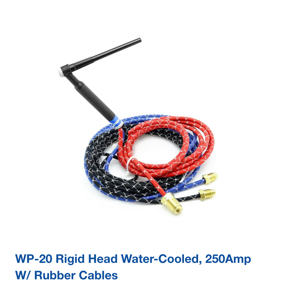 WP-20 Rigid Head Water-Cooled, 250Amp w/ Rubber Cables