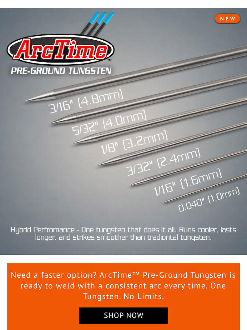 NEW PRE-GROUND ArcTime™ Hybrid Tungsten Electrodes!
