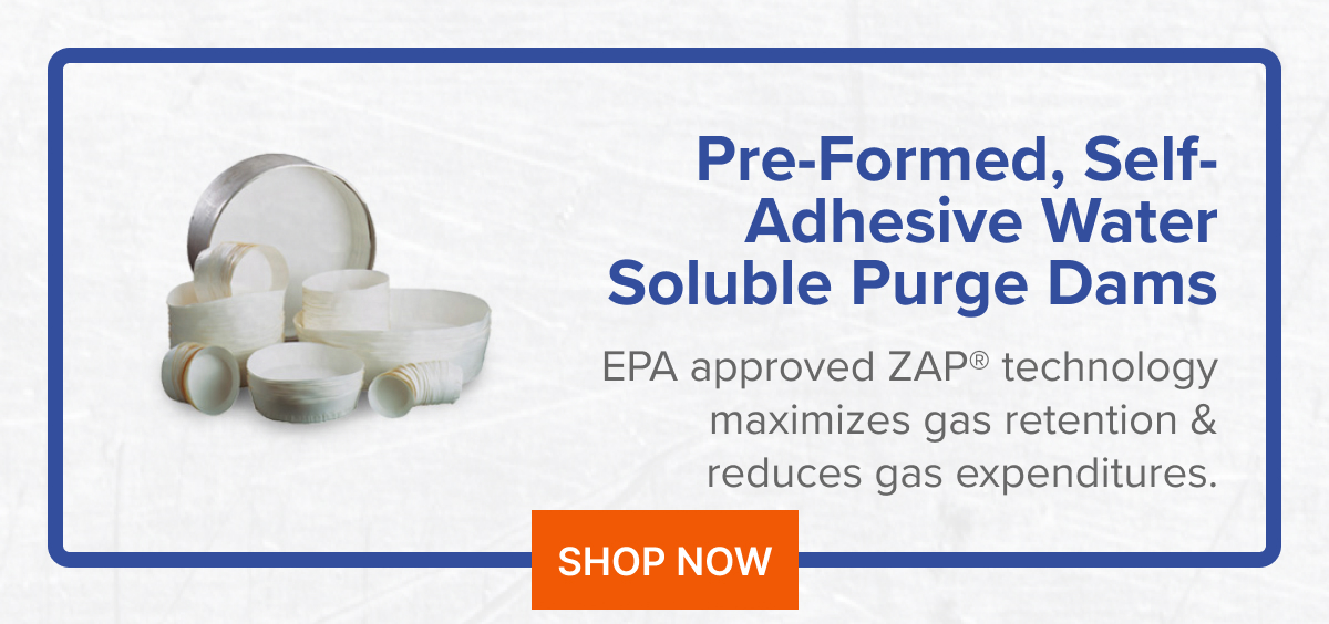 Pre-Formed, Self-Adhesive Water Soluble Purge Dams