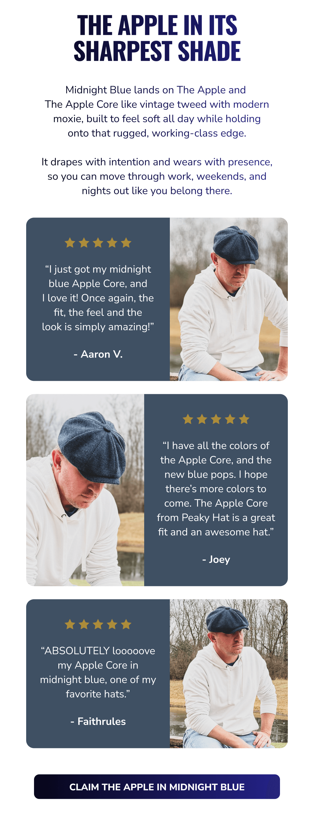 Claim The Apple In Midnight Blue - Peaky Hat