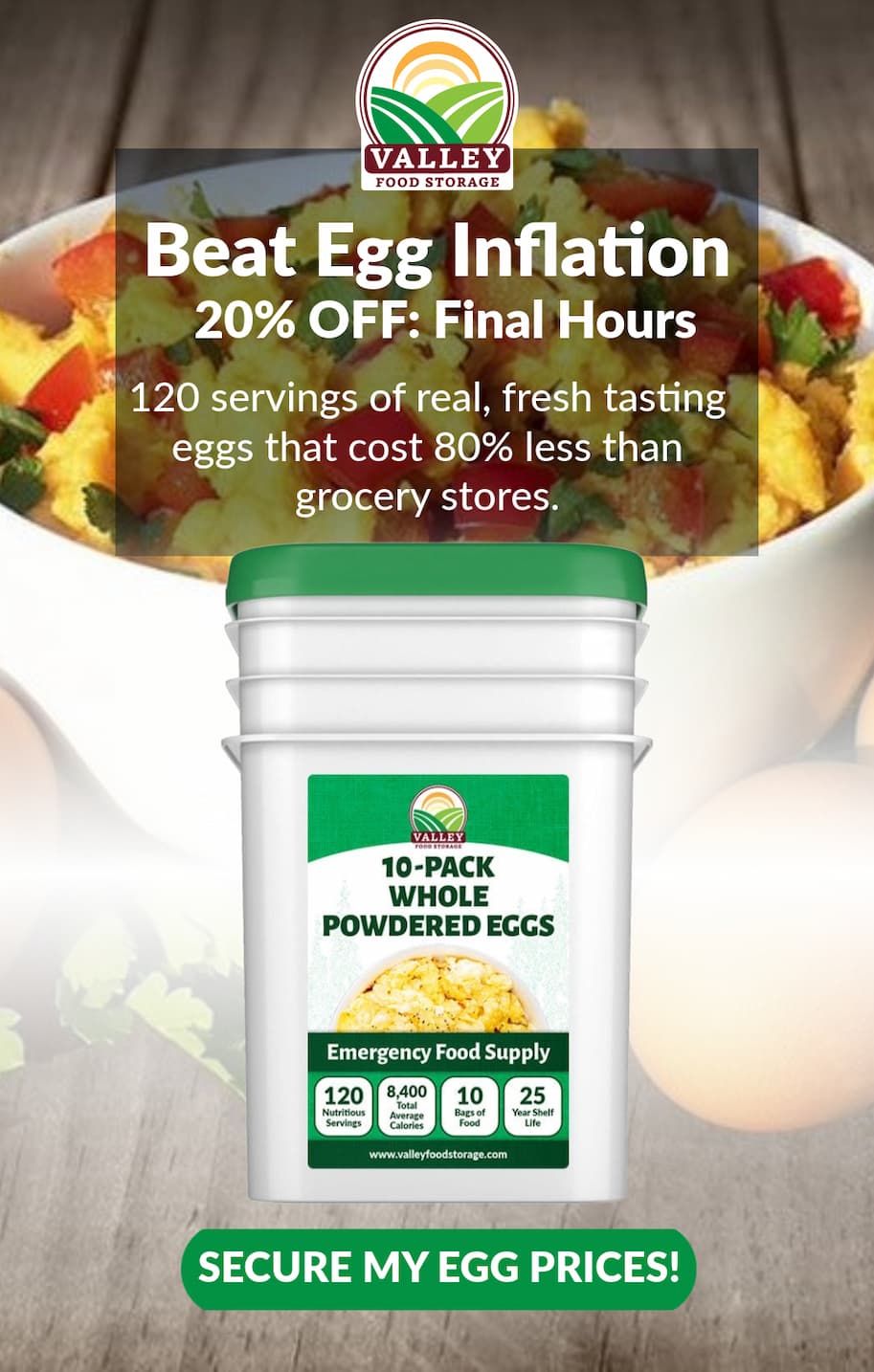 a 10-pack of whole powdered eggs