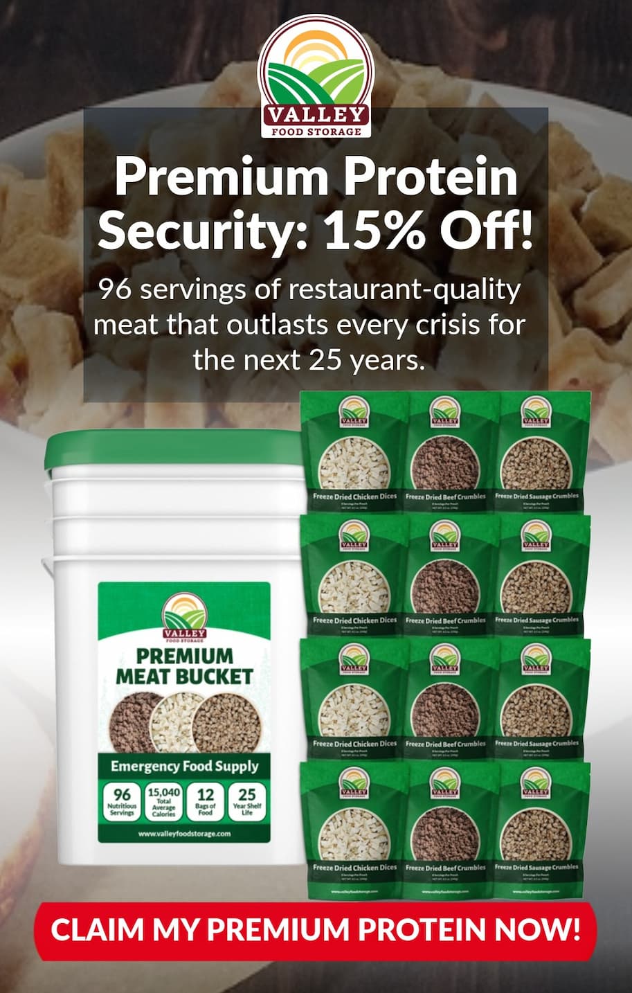 96 servings of restaurant-quality meat that lasts 25 years